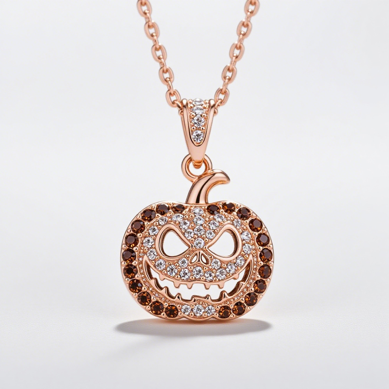 Sotiya Pumpkin Skull Inspired Coffee Necklace Sterling Silver-Sotiya