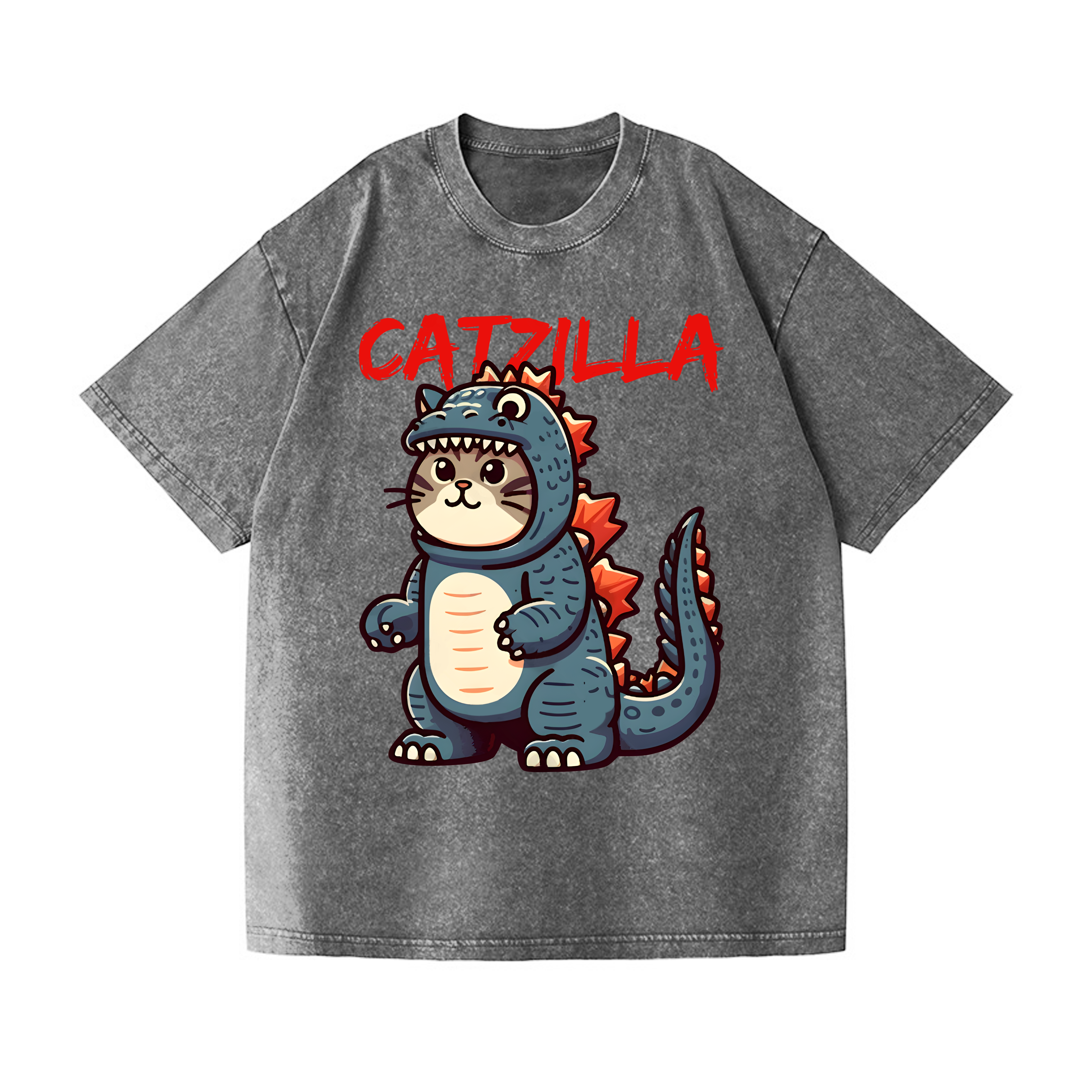 Catzilla Cat Godzilla Vintage Wash Japanese Design T-Shirt