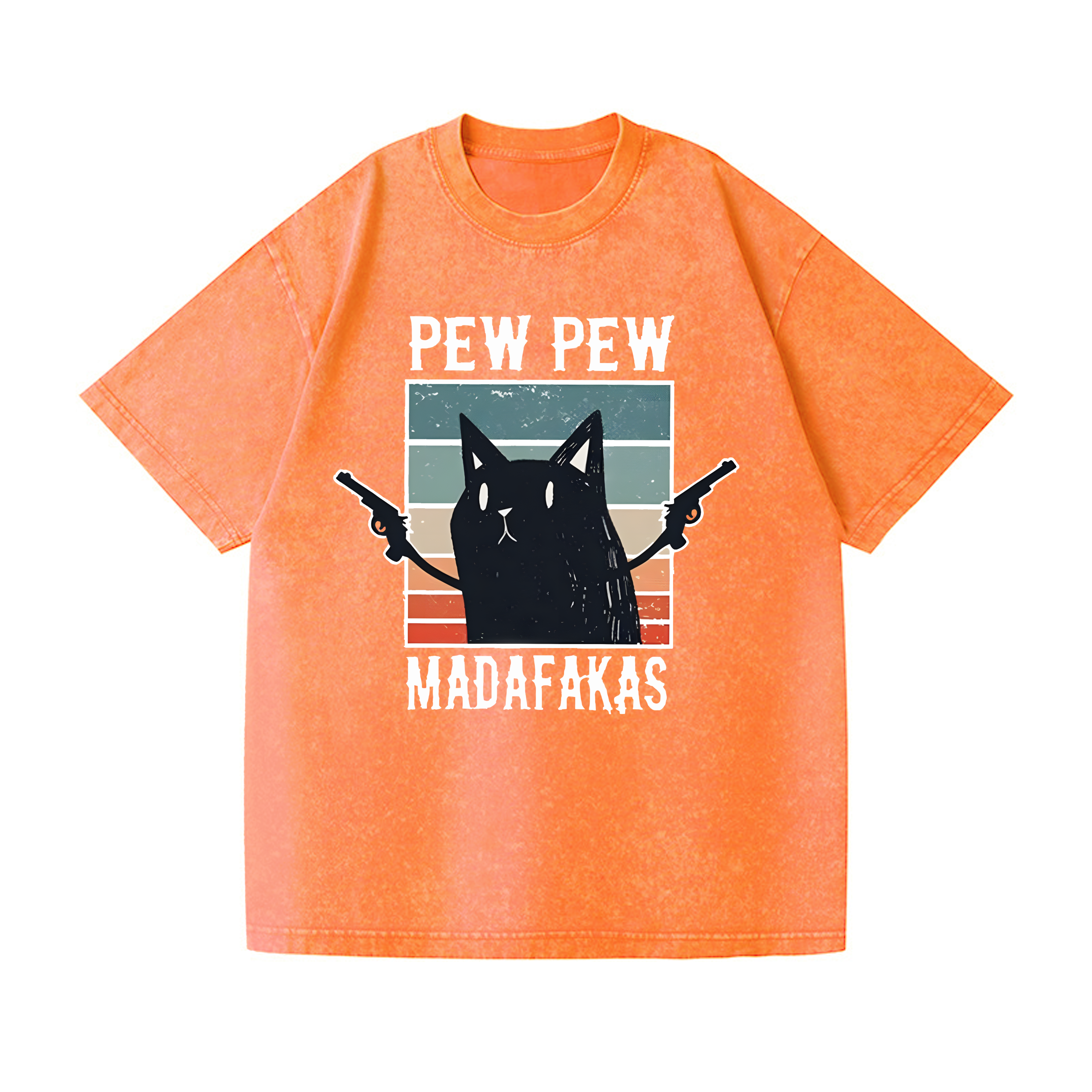 Cat Pew Pew Madafakas Vintage Wash Japanese Design T-Shirt