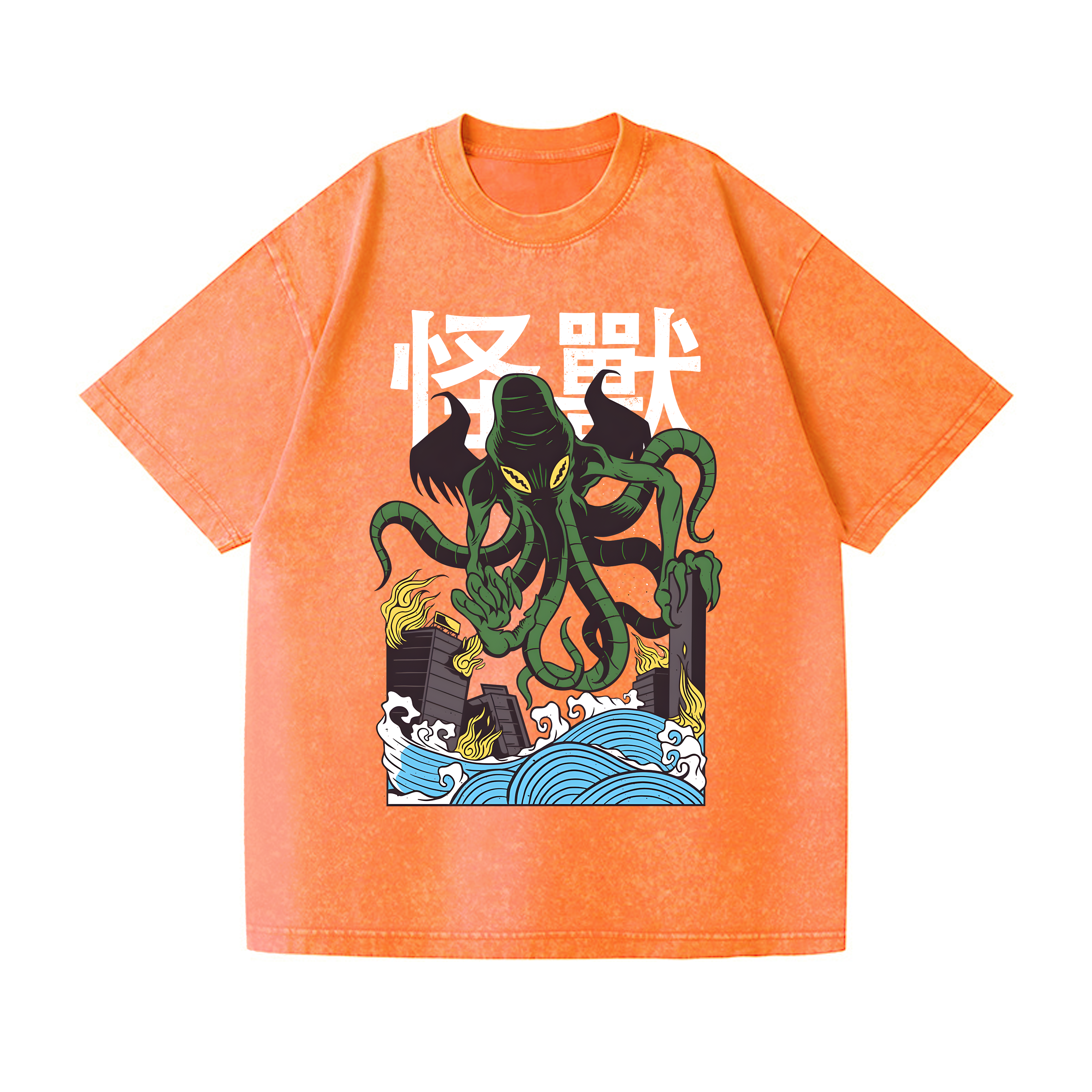 Octopus Monster Vintage Wash Japanese Design T-Shirt