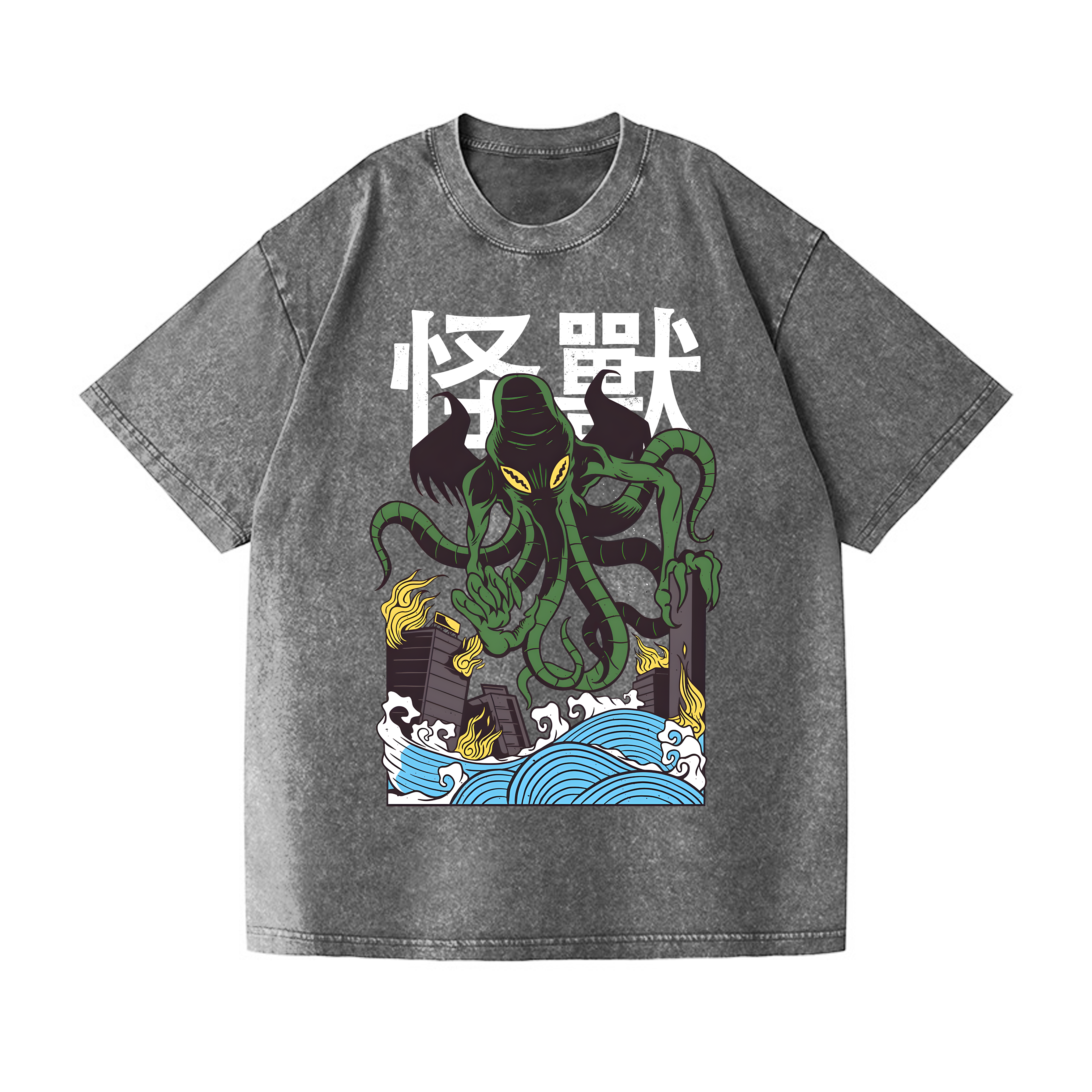 Octopus Monster Vintage Wash Japanese Design T-Shirt